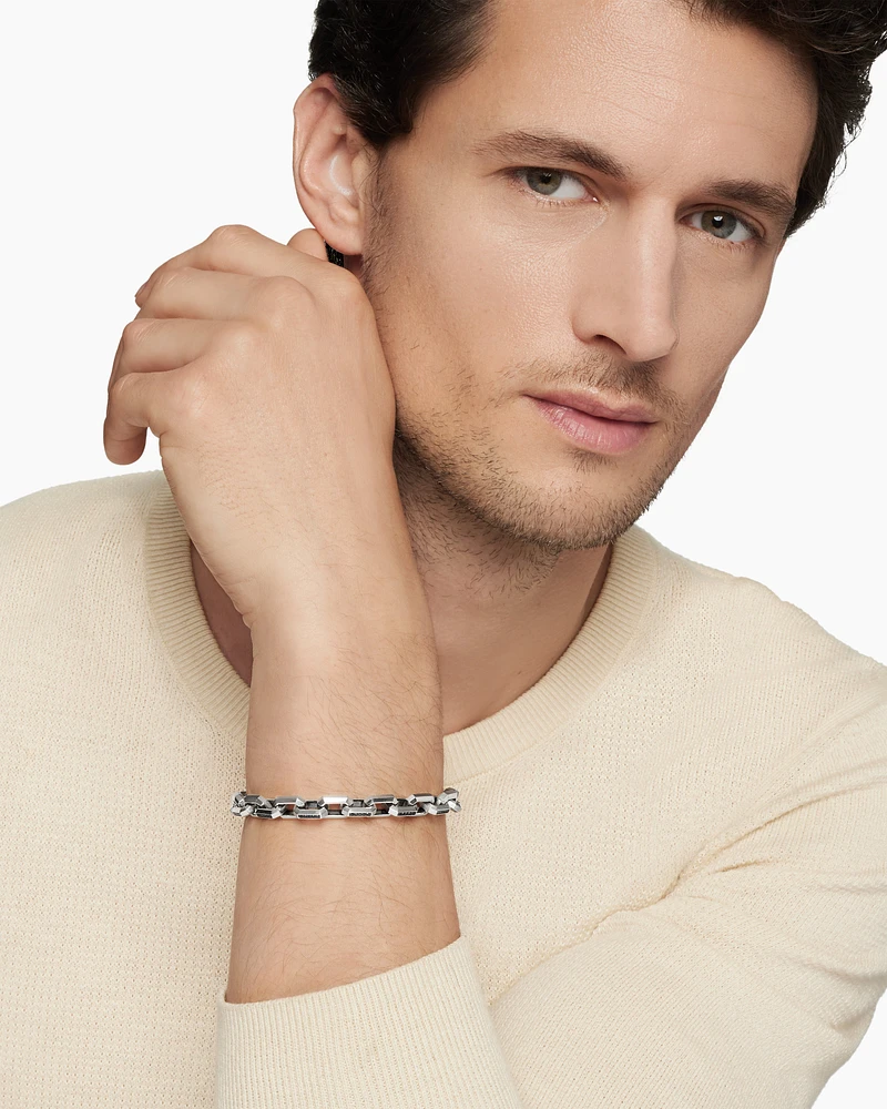 Streamline® Heirloom Chain Link Bracelet Sterling Silver with Pavé Black Diamonds, 7.5mm