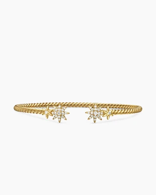 Petite Starburst Cable Bracelet 18K Yellow Gold with Diamonds, 2.6mm