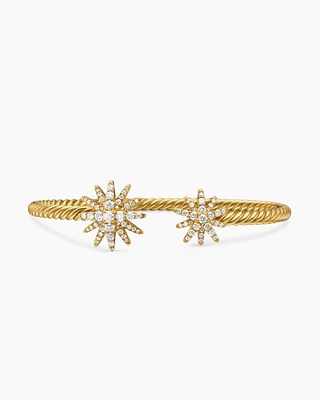 Starburst Cable Bracelet 18K Yellow Gold with Diamonds, 3.5mm