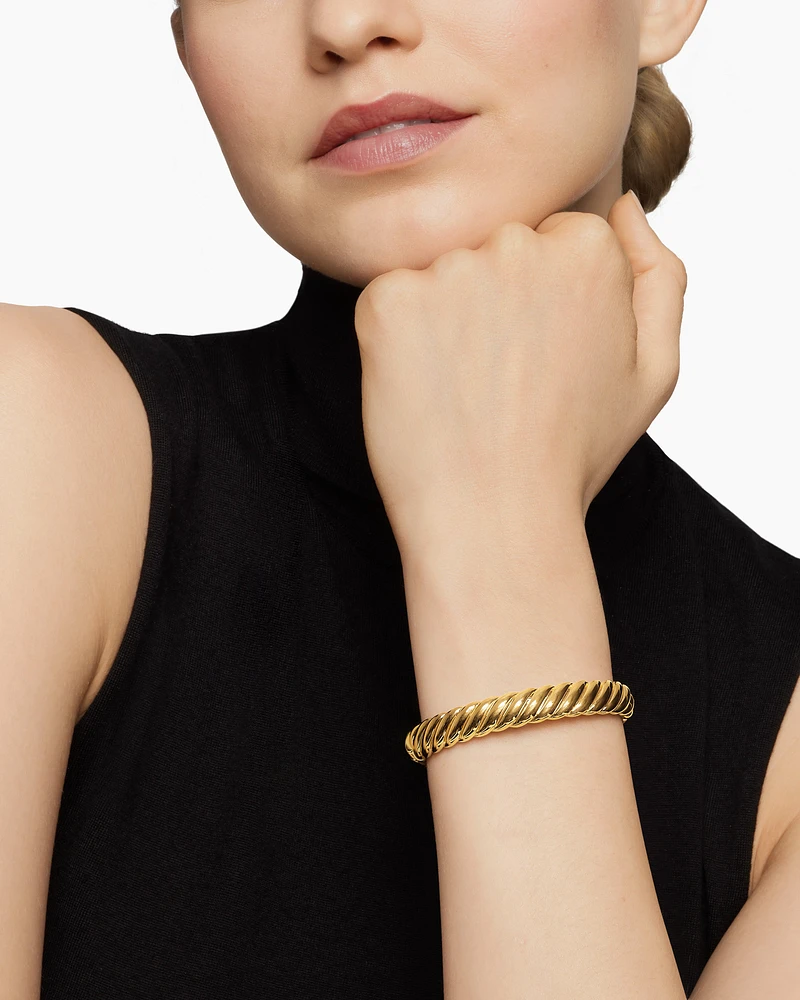 Sculpted Cable Bracelet in 18K Yellow Gold, 10mm