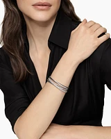 Pavé Crossover Three Row Cuff Bracelet Sterling Silver with Diamonds, 20mm