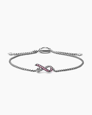 Cable Collectibles® Ribbon Chain Bracelet in Sterling Silver with Pavé Pink Sapphires, 1.5mm