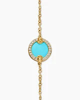 Petite DY Elements® Centre Station Chain Bracelet in 18K Yellow Gold with Turquoise and Diamonds, 11mm