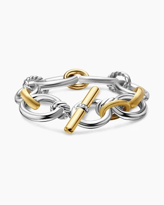 DY Mercer® Chain Bracelet Sterling Silver with 18K Yellow Gold and Diamonds, 25mm