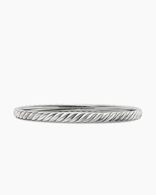 Cable Bangle Bracelet 18K White Gold with Pavé, 4mm