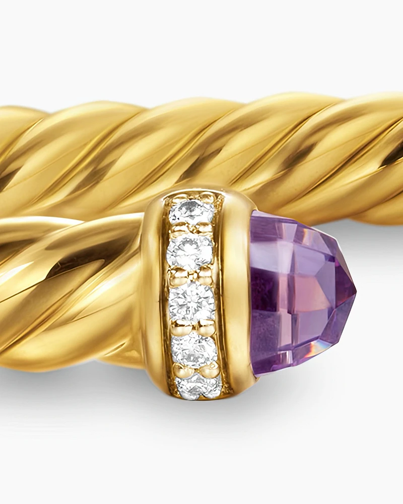 Cablespira® Flex Bracelet 18K Yellow Gold with Amethyst and Diamonds, 4mm