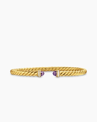 Cablespira® Flex Bracelet 18K Yellow Gold with Amethyst and Diamonds, 4mm