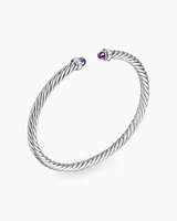 Cable Flex Bracelet Sterling Silver with Amethyst and Diamonds, 4mm