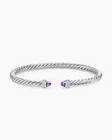 Cable Flex Bracelet Sterling Silver with Amethyst and Diamonds, 4mm