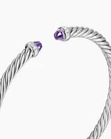 Cable Flex Bracelet Sterling Silver with Amethyst and Diamonds, 4mm