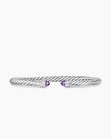 Cable Flex Bracelet Sterling Silver with Amethyst and Diamonds, 4mm