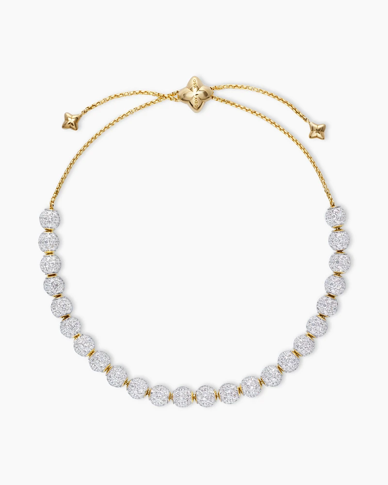 Petite Pavé Spiritual Beads Bracelet in 18K Yellow Gold with Diamonds, 5mm