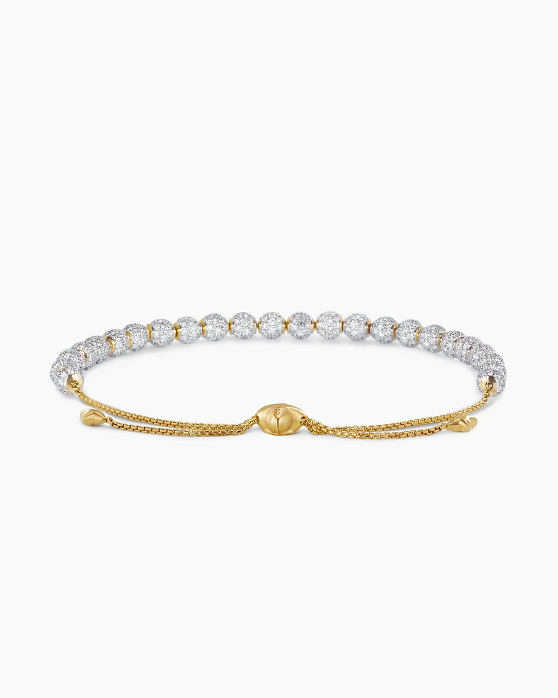 Petite Pavé Spiritual Beads Bracelet in 18K Yellow Gold with Diamonds, 5mm