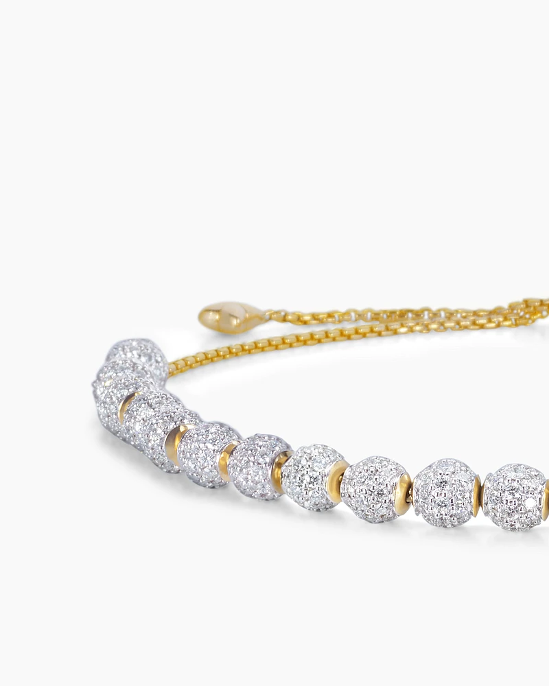 Petite Pavé Spiritual Beads Bracelet in 18K Yellow Gold with Diamonds, 5mm