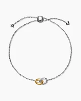 Petite Cable Linked Bracelet in Sterling Silver with 14K Yellow Gold, 15mm