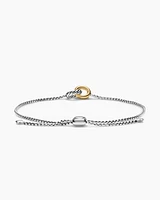 Petite Cable Linked Bracelet in Sterling Silver with 14K Yellow Gold, 15mm