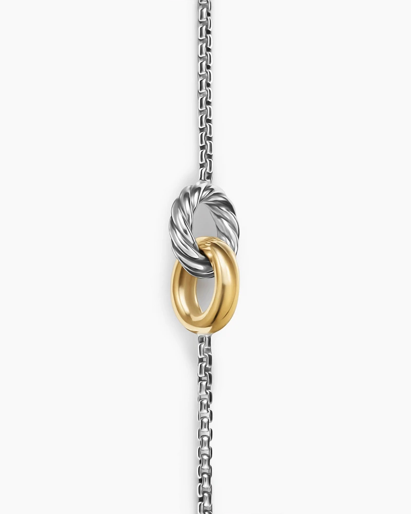 Petite Cable Linked Bracelet in Sterling Silver with 14K Yellow Gold, 15mm