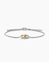 Petite Cable Linked Bracelet in Sterling Silver with 14K Yellow Gold, 15mm