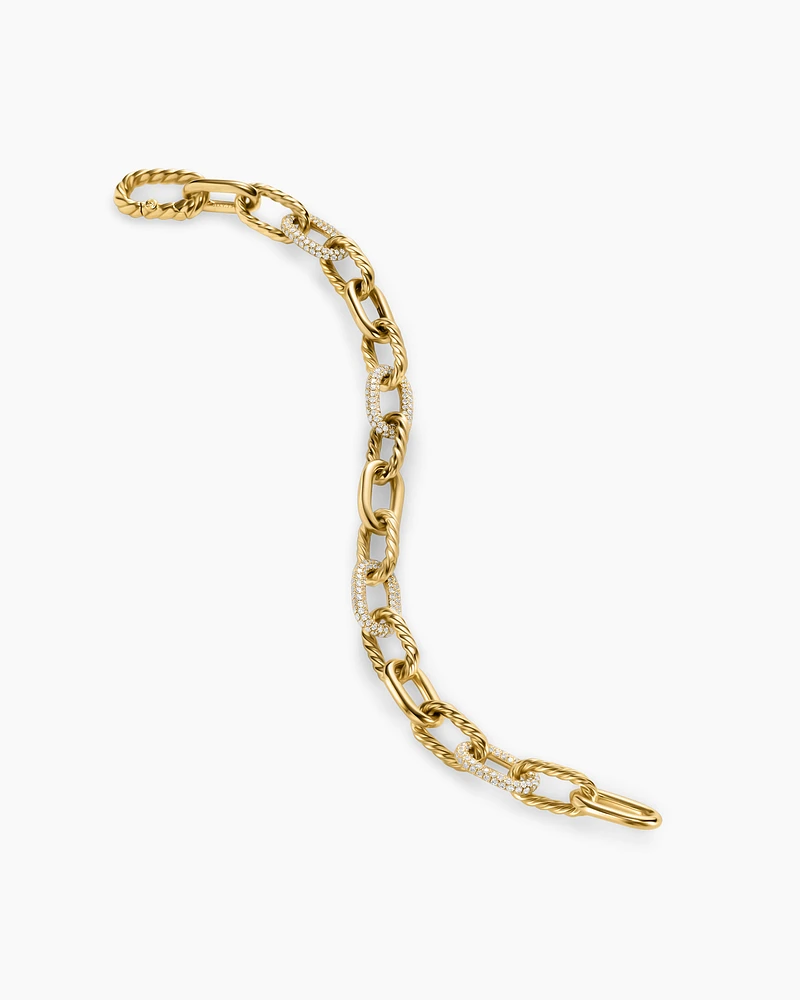Lexington Chain Bracelet 18K Yellow Gold with Diamonds, 9.8mm