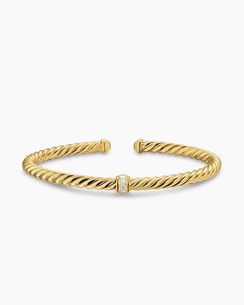 Cablespira® Flex Station Bracelet 18K Yellow Gold with Diamonds, 4mm