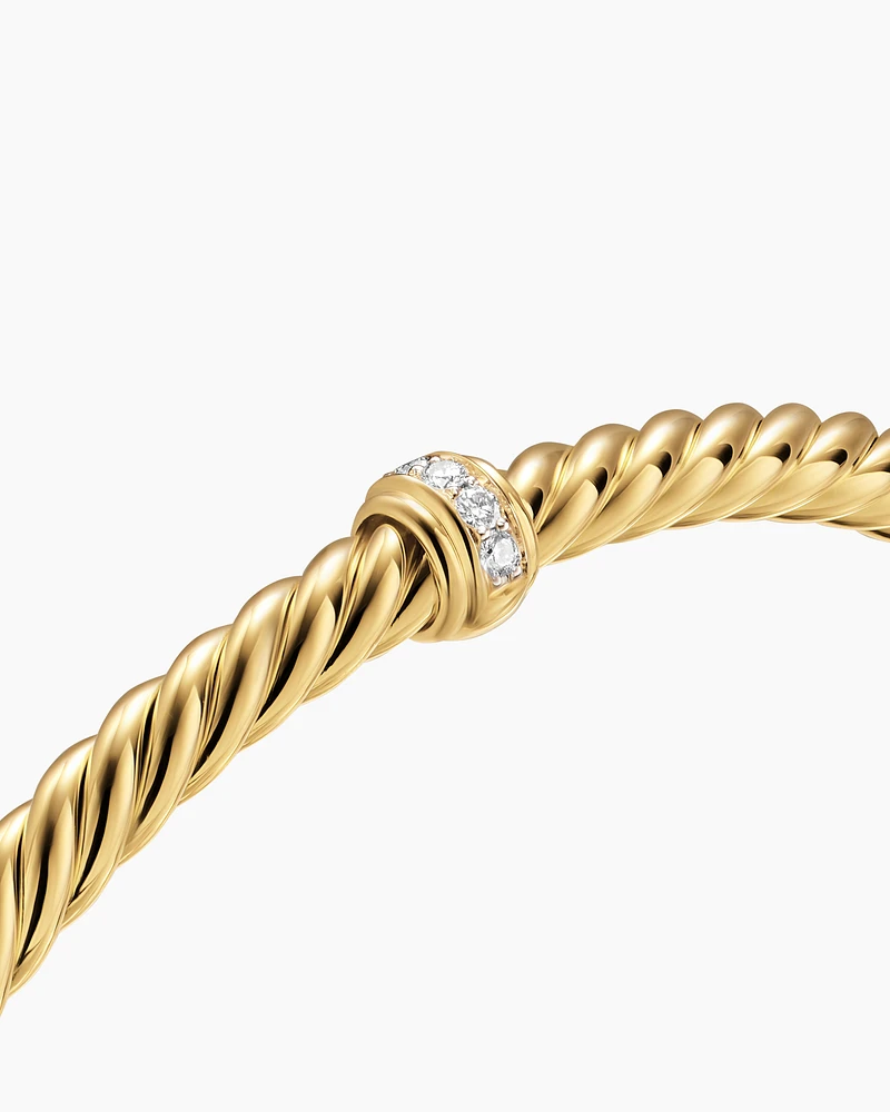 Cablespira® Flex Station Bracelet 18K Yellow Gold with Diamonds, 4mm