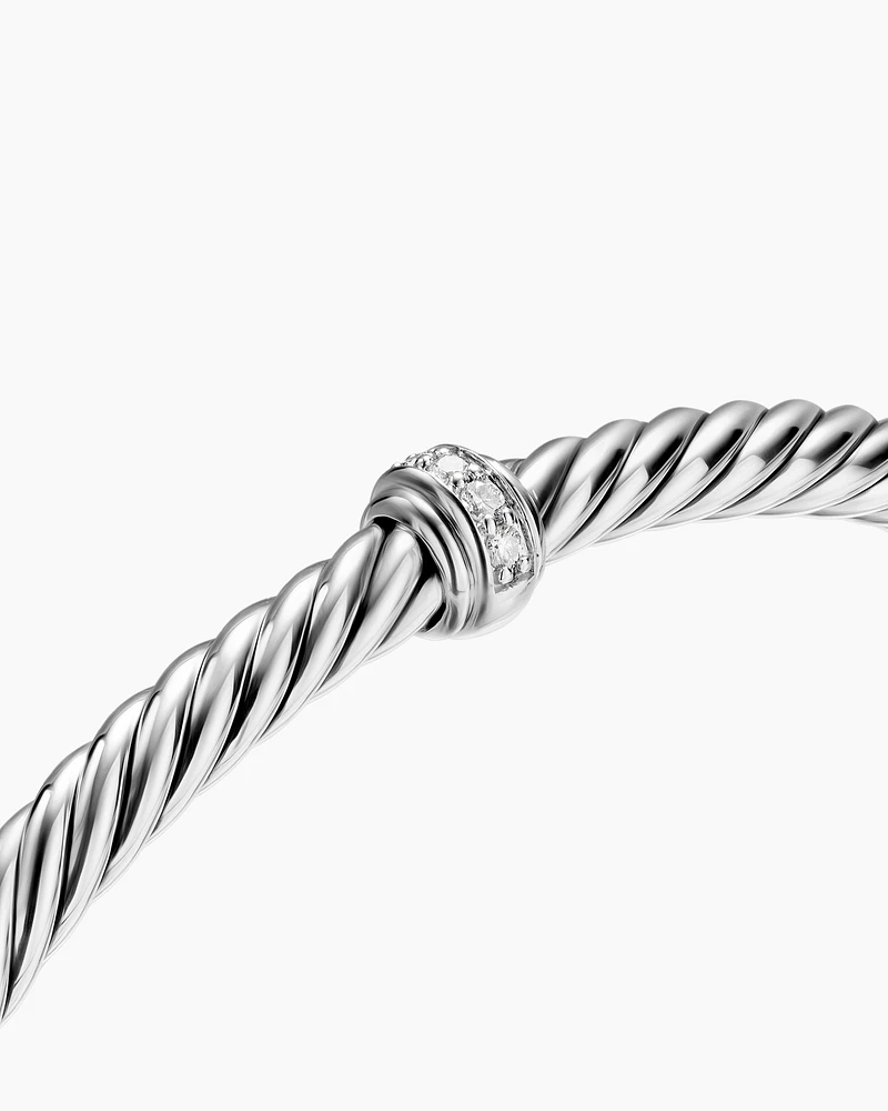 Cable Flex Station Bracelet Sterling Silver with Diamonds, 4mm