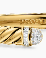 Sculpted Cable Cuff Bracelet 18K Yellow Gold with Pavé Diamond Domes, 6.2mm