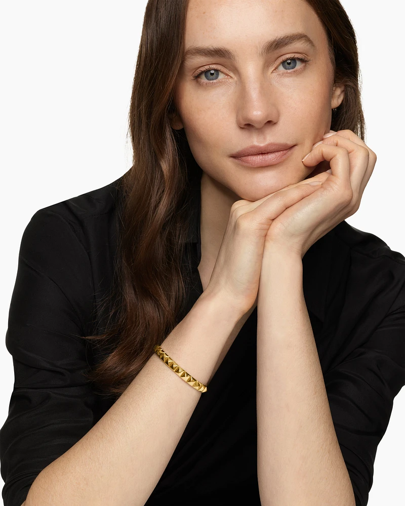 Pyramid Bangle Bracelet 18K Yellow Gold, 6.5mm