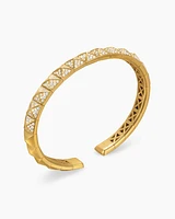 Pyramid Bangle Bracelet 18K Yellow Gold with Diamonds, 6.5mm