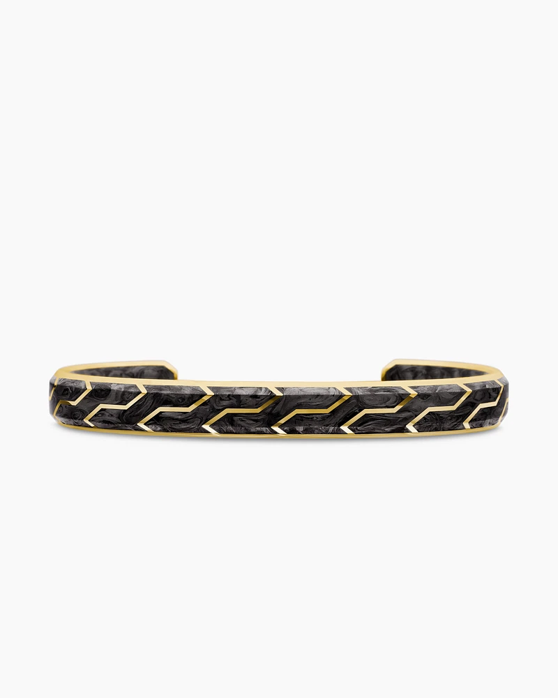 Forged Carbon Cuff Bracelet with 18K Yellow Gold, 8.5mm