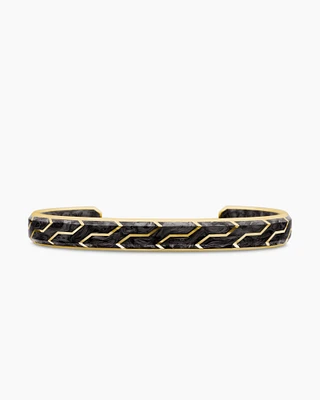 Forged Carbon Cuff Bracelet with 18K Yellow Gold, 8.5mm