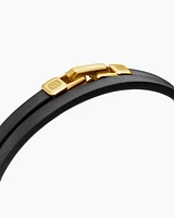 Streamline Double Wrap Leather Bracelet with 18K Yellow Gold, 4mm