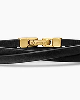 Streamline Double Wrap Leather Bracelet with 18K Yellow Gold, 4mm