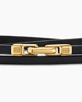 Streamline Double Wrap Leather Bracelet with 18K Yellow Gold, 4mm