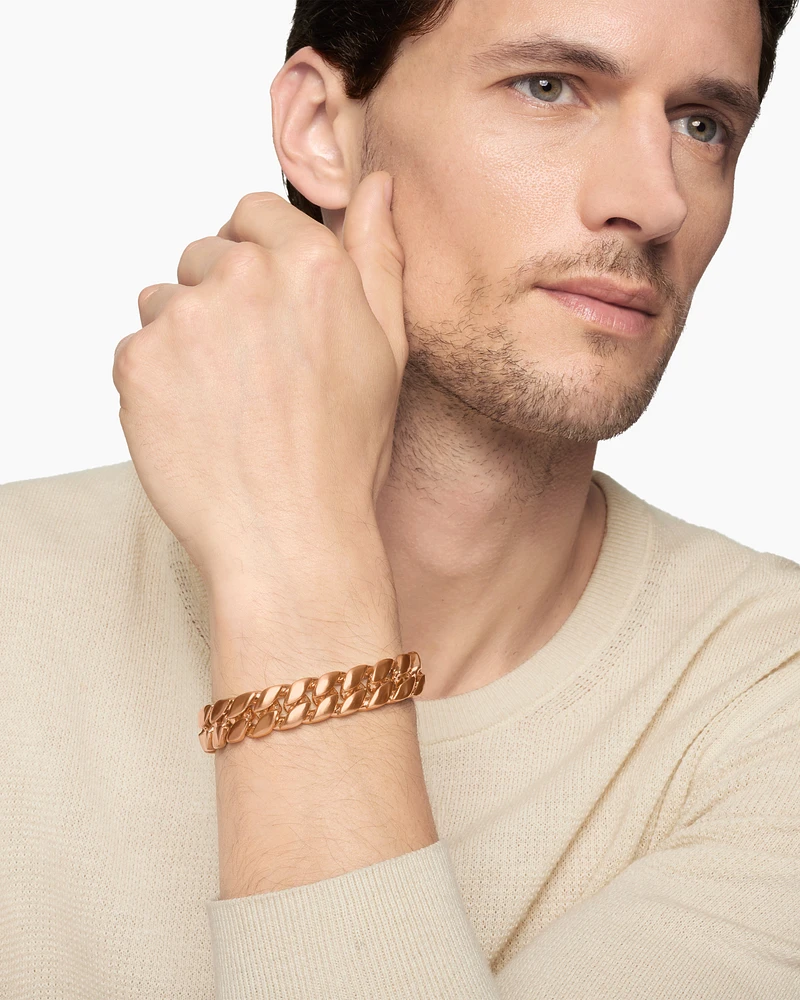 Curb Chain Bracelet in 18K Rose Gold, 14.5mm