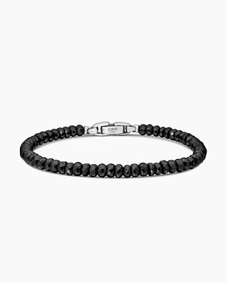 Spiritual Beads Faceted Bracelet Sterling Silver with Black Spinel, 5mm