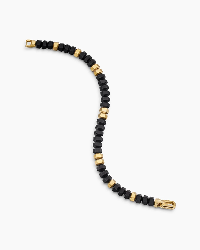 Hex Bead Bracelet with 18K Yellow Gold