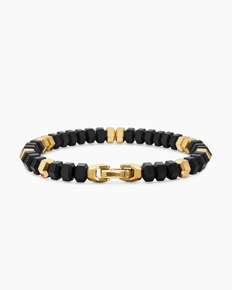 Hex Bead Bracelet with 18K Yellow Gold