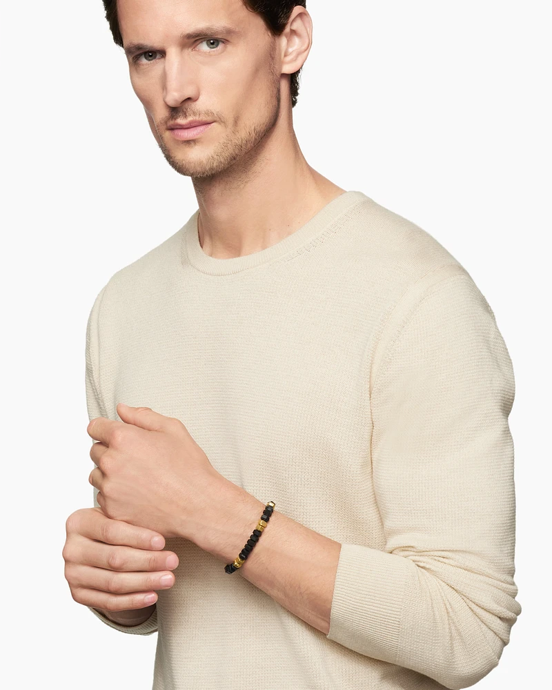 Hex Bead Bracelet with 18K Yellow Gold