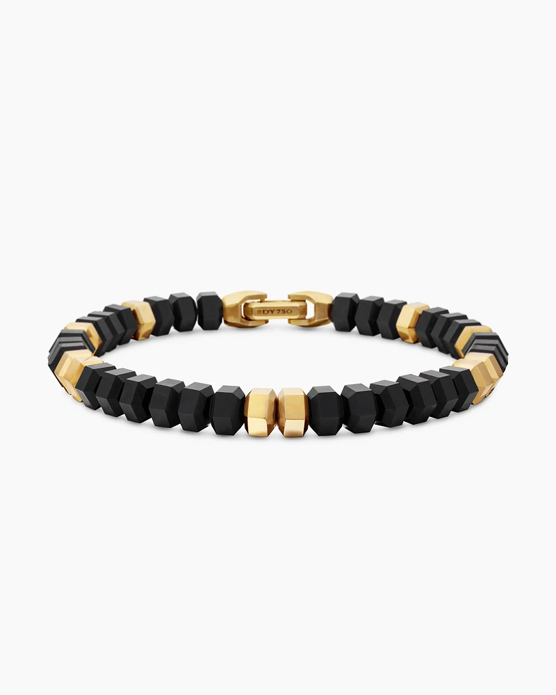 Hex Bead Bracelet with 18K Yellow Gold