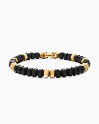 Hex Bead Bracelet with 18K Yellow Gold