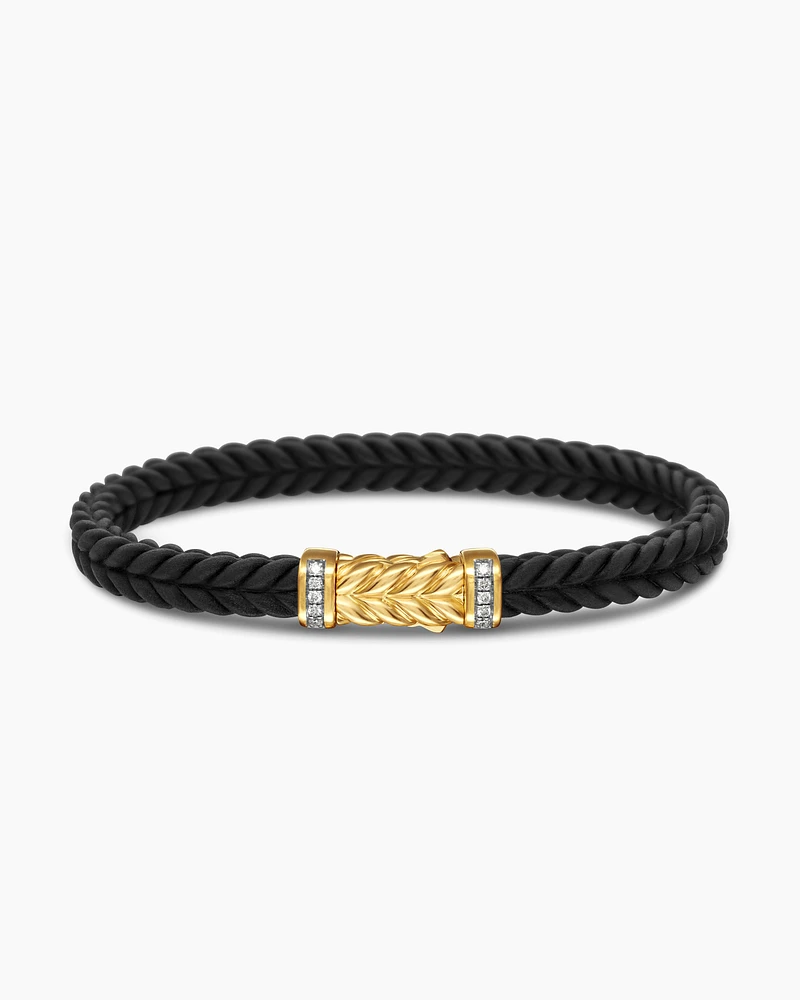 Chevron Rubber Bracelet with 18K Yellow Gold