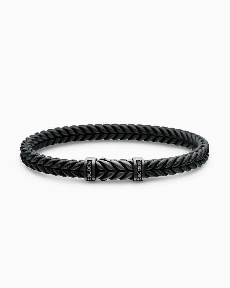 Chevron Rubber Bracelet with Black Titanium