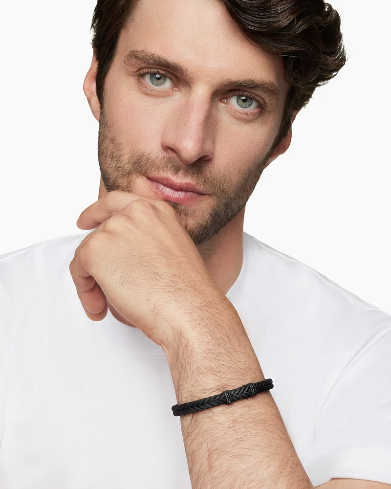 Chevron Rubber Bracelet with Black Titanium