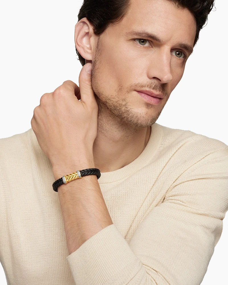 Chevron Rubber Bracelet with 18K Yellow Gold