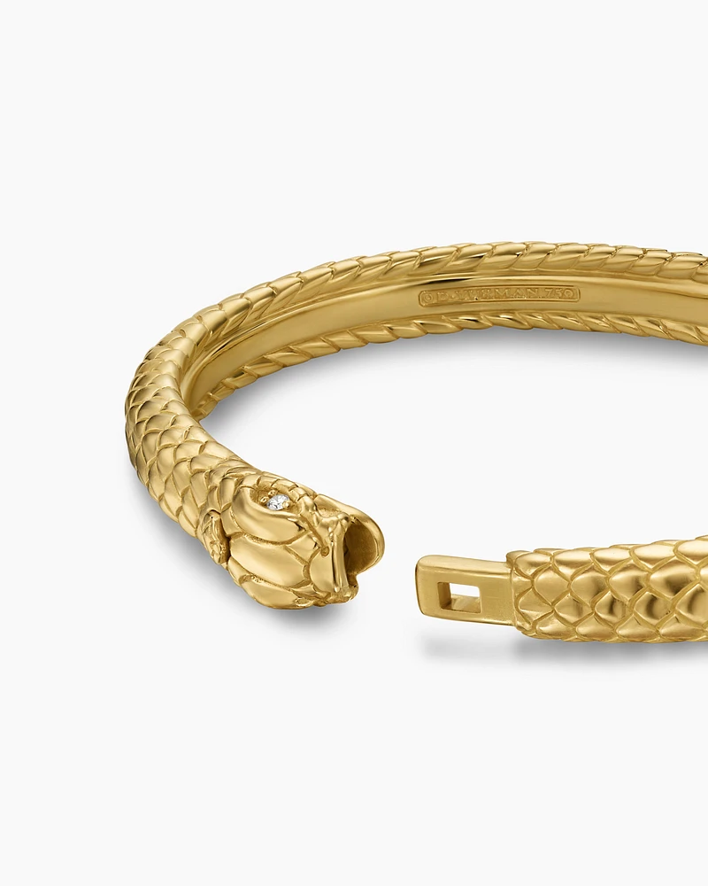 Ouroboros Bracelet in 18K Yellow Gold with Diamonds, 8mm