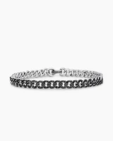 Curb Chain Bracelet Sterling Silver with Black Diamonds