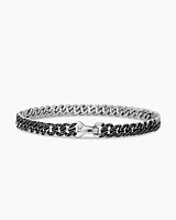 Curb Chain Bracelet Sterling Silver with Black Diamonds