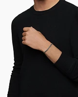 Curb Chain Bracelet Sterling Silver with Black Diamonds