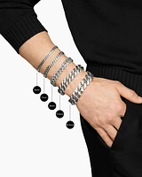 Curb Chain Bracelet Sterling Silver with Black Diamonds